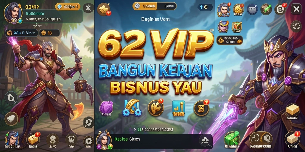 Tampilan gameplay seru 62VIP dengan elemen Tycoon.