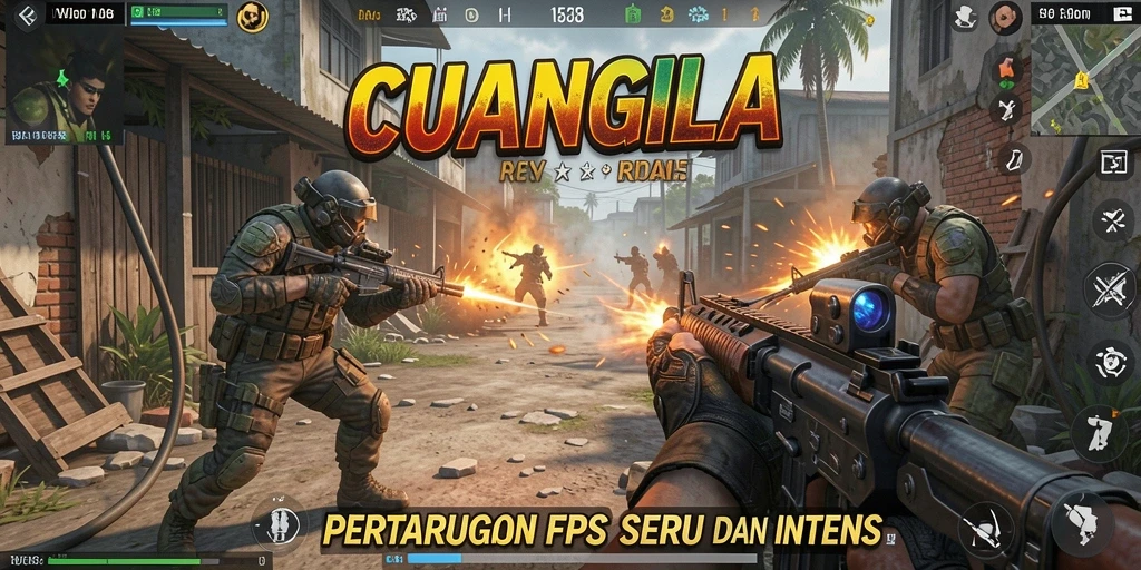 Screenshot gameplay CUANGILA dengan pertarungan seru antara pemain.