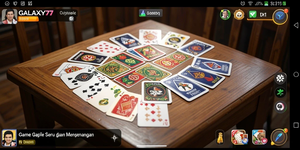 Tampilan gameplay seru dari GALAXY77 yang menggambarkan permainan Gaple.