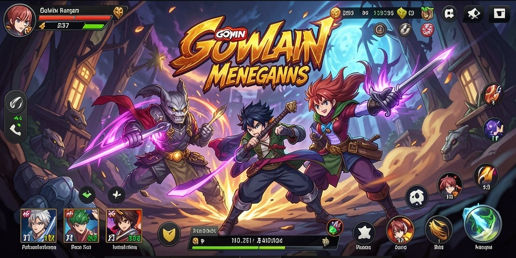 Tampilan gameplay seru dari GOWIN yang penuh warna dan aksi.