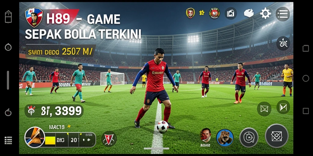 Screenshot H89 menampilkan aksi sepak bola yang menegangkan dan realistis.