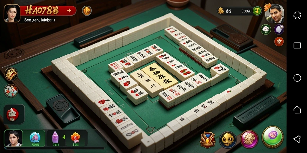 Tampilan gameplay seru HAO788 dengan desain grafis Mahjong yang menawan.