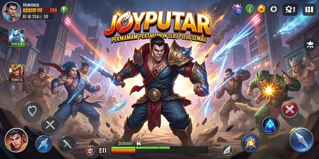 Tampilan utama gameplay JOYPUTAR - pertarungan epik di arena.