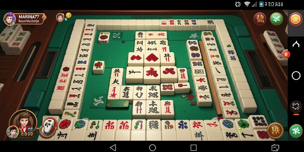Screenshot gameplay MARINA77 dengan tampilan menarik dan ubin Mahjong.