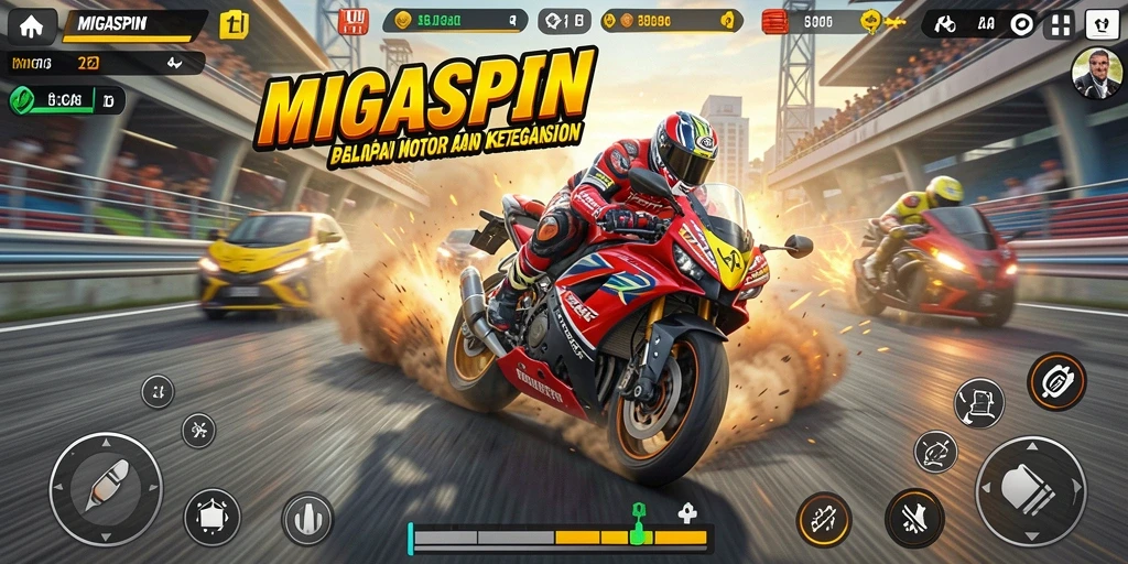 Tampilan aksi balapan motor di MIGASPIN.