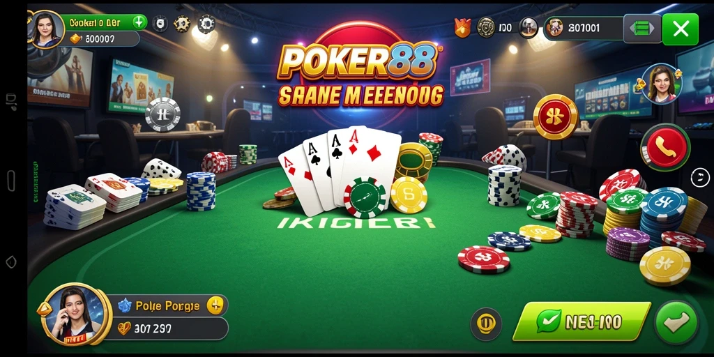 Tampilan gameplay menarik dari POKER88 saat bermain poker online.