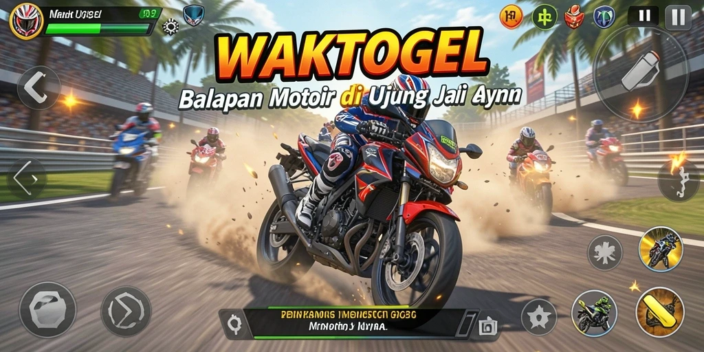 Tampilan gameplay balapan motor yang memukau dan mendebarkan.